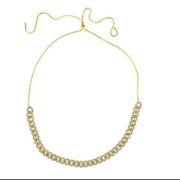 Link Chain Choker With Crystal Pave - Picture 4 of 6